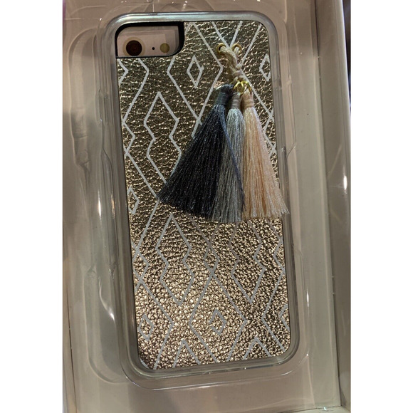 New Anthropology Zero Gravity Gold Trim Boho Tasseled iPhone 6/7/8 Iphone Case - Picture 1 of 4